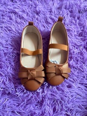 Girls Brown Bow Mary Jane Flats